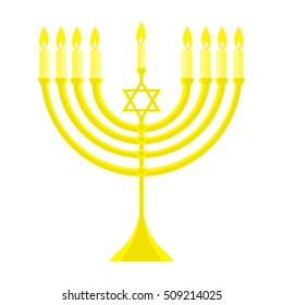 happy Hanukkah, Jewish holiday. Hanukkah menorah isolated on white background