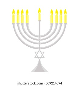 happy Hanukkah, Jewish holiday. Hanukkah menorah isolated on white background
