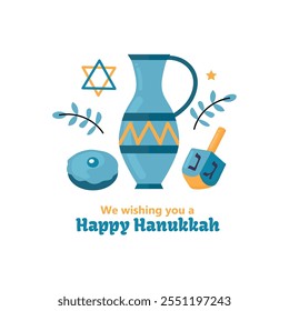 Happy Hanukkah Jewish holiday poster, banner, invitation, card