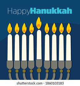 Happy Hanukkah, Judaica Menorah with candles.