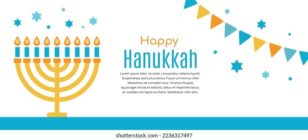 Happy Hanukkah lettering greeting card. Vector illustration.