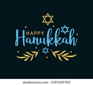 Happy Hanukkah Lettering With Star Of David