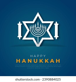 Happy Hanukkah Love and Light Paper cut style Vector Design Illustration for Background, Poster, Banner, Advertising, Greeting Card