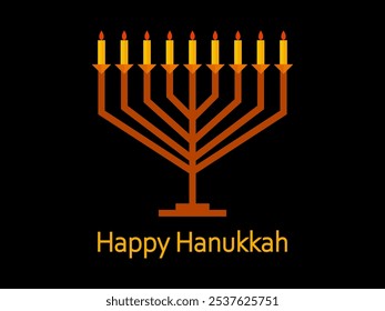 Fröhliche Hanukkah. Menorah mit neun Kerzen - ein Symbol des jüdischen Feiertages. Kerzen anzünden. Design für Einladungen, Broschüren und Werbemittel. Vektorgrafik