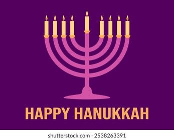 Fröhliche Hanukkah. Menorah mit neun Kerzen - ein Symbol des jüdischen Feiertages. Kerzen anzünden. Design für Einladungen, Broschüren und Werbemittel. Vektorgrafik