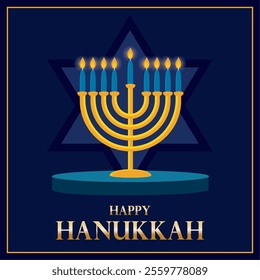 Happy Hanukkah menorah with Star of David Vector