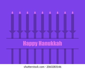 Happy hanukkah. Nine Hanukkah candles. Jewish festival greeting card. Design for invitation flyers, brochures and promotional items. Vector illustration