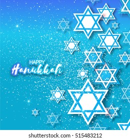 Happy Hanukkah with origami Magen David stars.