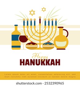 Happy Hanukkah poster with elements of celebration