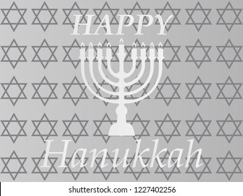 Happy Hanukkah - poster with menorah. Vector