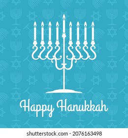 Happy Hanukkah poster with Menorah. Vector illustration