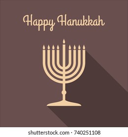 Happy Hanukkah poster with menorah. Vector illustration.