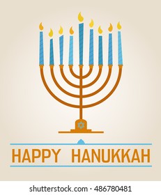 Happy Hanukkah poster with nine candles