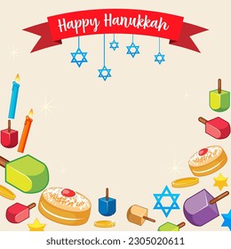 Happy Hanukkah Poster Template illustration