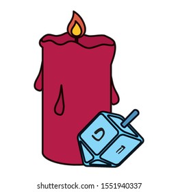 happy hanukkah pyrinola with candle vector illustration design