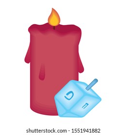 happy hanukkah pyrinola with candle vector illustration design
