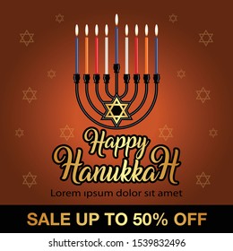 Happy Hanukkah
 Sale Web Banner template. Happy Hanukkah
 Sale poster. vector illustration
