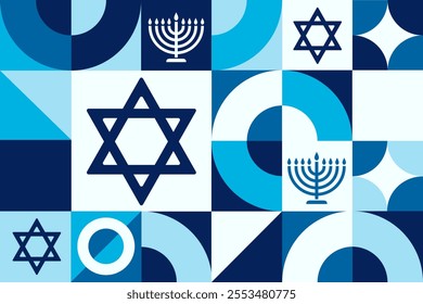 Happy Hanukkah. Seamless geometric pattern. Template for background, banner, card, poster. Vector EPS10 illustration