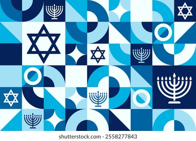 Happy Hanukkah. Seamless geometric pattern. Template for background, banner, card, poster. Vector EPS10 illustration