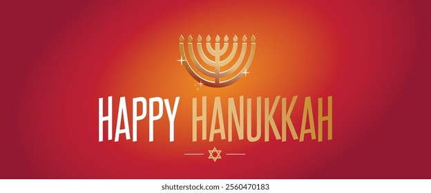 Happy Hanukkah	with seven-branched candlestick