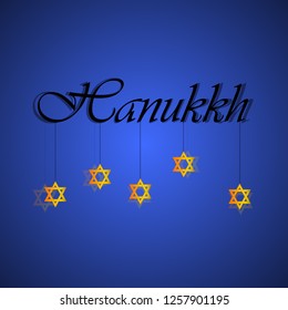 Happy Hanukkah Shining Background with David Star and Bokeh Effect. Vector illustration