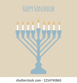 Happy Hanukkah with subtle colors. Jewish Festival of Lights celebration, festive background with menorah symbol. Happy Hanukkah holiday greeting card template design element. Vector illustration