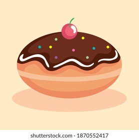 Happy hanukkah sufganiot design, holiday celebration judaism religion festival traditional and culture theme Vector illustration