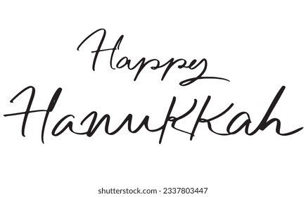 Happy Hanukkah text calligraphy font hand written lettering black color symbol decoration israel country judaism religion holiday december winter faith candelabrum dreidel party event festival jewish 