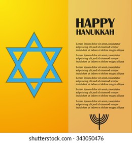 Happy Hanukkah. Text with a Star of David