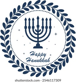 happy hanukkah typography with candles vector