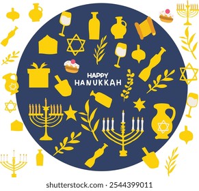 happy hanukkah Vector Design Illustration. Good for for banner, poster, greeting card, Element, party card, invitation, template, advertising, campaign, and social media.
