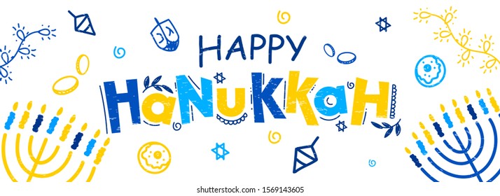 Happy Hanukkah Vector Illustration, Banner Design Background for Celebration.