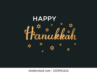 Happy Hanukkah vector illustration with David Stars.