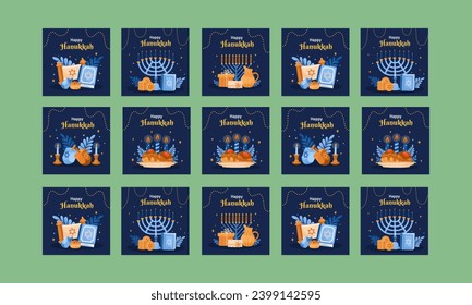 happy hanukkah vector illustration social media post vector flat design