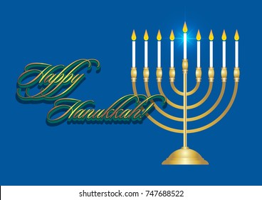 Happy Hanukkah. Vector poster for celebrating Hanukkah.