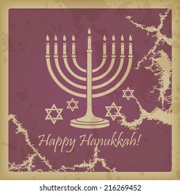 Happy Hanukkah vintage background with space for text (EPS10 Vector)
