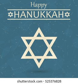 Happy Hanukkah vintage greeting card. Vector illustration.