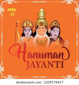 Happy Hanuman Jayanti. Festival celebration of the birth Lord Sri Hanuman.