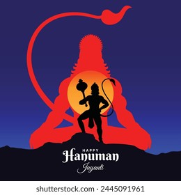 Happy Hanuman Jayanti festival, celebration of the birth of Lord Hanuman, greeting card post vector
