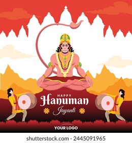 Happy Hanuman Jayanti festival, celebration of the birth of Lord Hanuman, greeting card post vector

