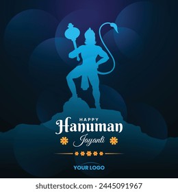 Happy Hanuman Jayanti festival, celebration of the birth of Lord Hanuman, greeting card post vector
