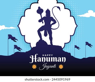 Happy Hanuman Jayanti festival, celebration of the birth of Lord Hanuman, greeting card post vector
