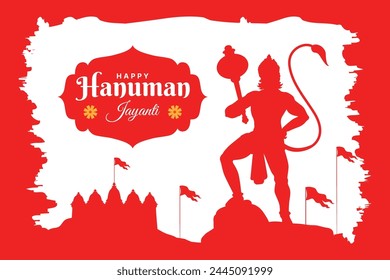 Happy Hanuman Jayanti festival, celebration of the birth of Lord Hanuman, greeting card post vector
