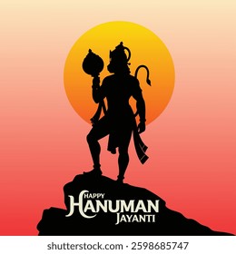 Happy Hanuman Jayanti festival, celebration of the birth of Lord Hanuman, greeting card post with text vector. 