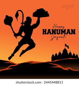 Happy Hanuman Jayanti festival Poster design vector illustration.