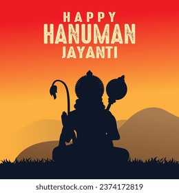 Feliz Hanuman Jayanti festival Ilustración vectorial de la silueta.