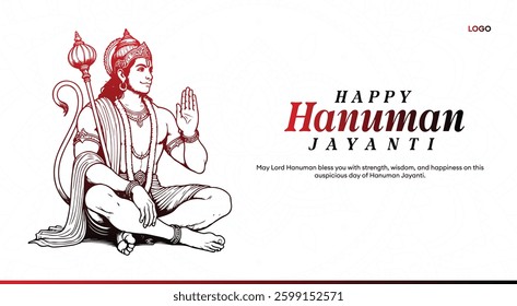 Happy Hanuman Jayanti Greeting Card with Religious Design