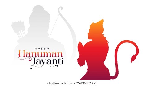 Happy Hanuman Jayanti Greeting, God Hanuman Background Design. A Hindu festival celebrated of lord hanuman birthday.  
