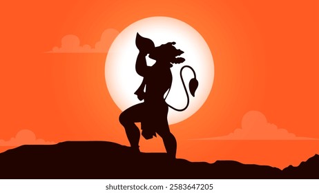 Happy Hanuman Jayanti Greeting, God Hanuman Background Design. A Hindu festival celebrated of lord hanuman birthday.  
