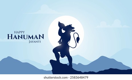 Happy Hanuman Jayanti Greeting, God Hanuman Background Design. A Hindu festival celebrated of lord hanuman birthday.  
